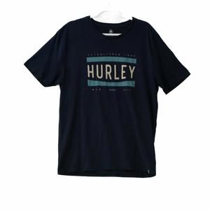 Hurley Men Black T-Shirt Graphic Spell Out Logo Crewneck Pullover Short Sleeve L